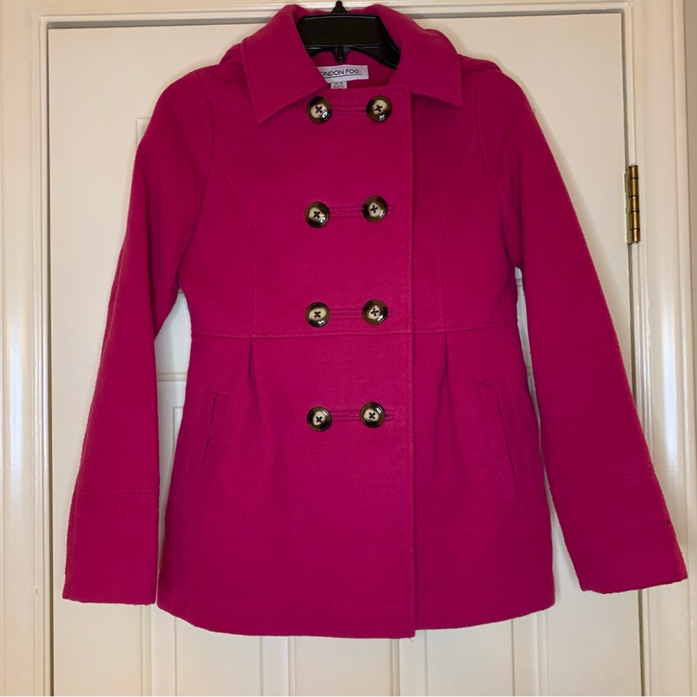 London Fog pink Pea Coat 14/16